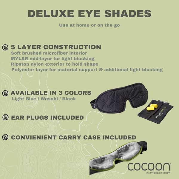 COCOON DE LUXE EYE SHADES Black, ögonmask för flyg
