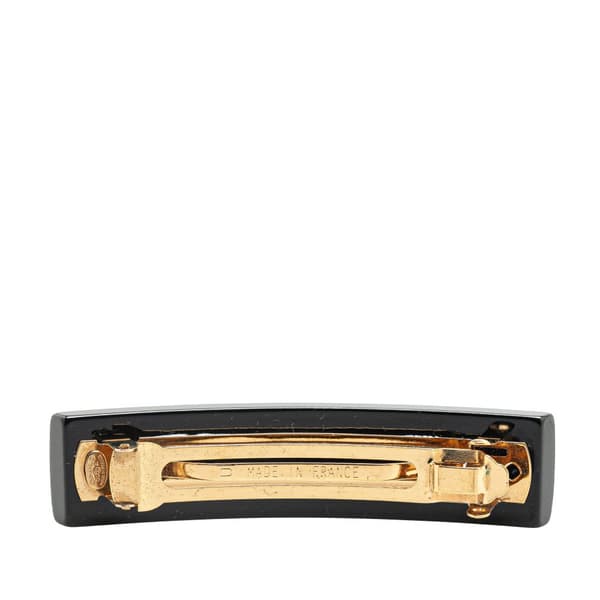 Pre-owned Chanel Resin CC Camellia Hair Barrette Black