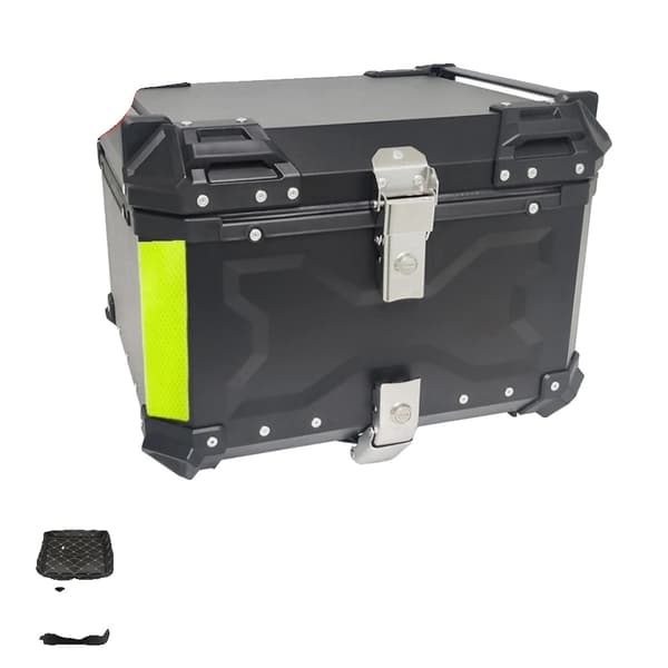 Motorcykel Bagagerum Topboks, Vandtæt Aluminiumlegering, Universel Pasform,X-55L-sort