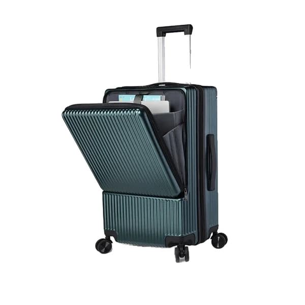Rejsetrolley Kuffert, ABS Materiale, Indbygget Lås,Mørkegrøn lynlås, 26 tommer 650 mm