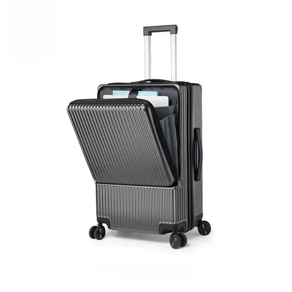 Forretnings håndbagage, holdbart ABS-materiale, spinnerhjul,Mørkegrå lynlås, 26 tommer 650 mm