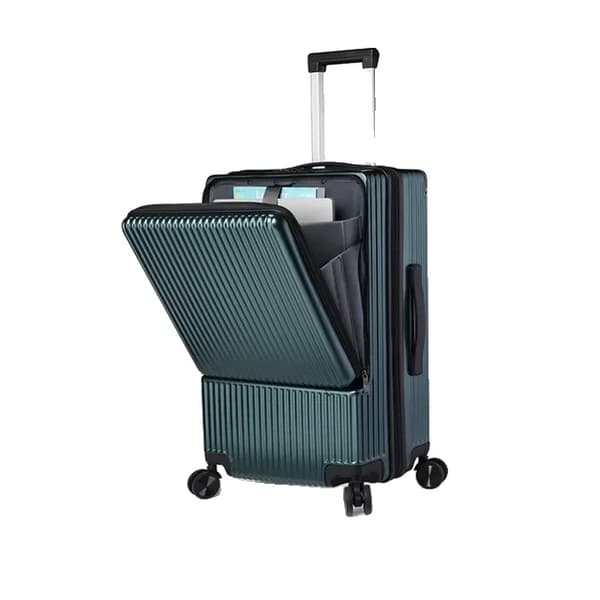 Forretnings håndbagage, holdbart ABS-materiale, spinnerhjul,Mørkegrøn lynlås, 26 tommer 650 mm