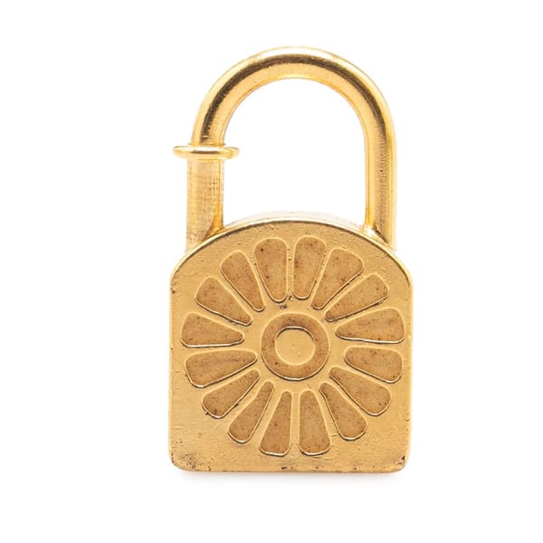 Pre-owned Hermès Gold Plated 1994 Limited Edition Sunflower Cadena Lock Charm Gold