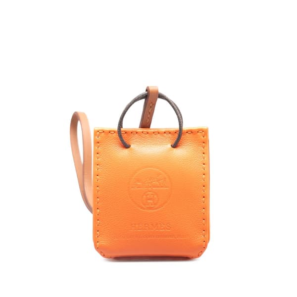 Pre-owned Hermès Milo Lambskin Shopping Bag Charm Orange