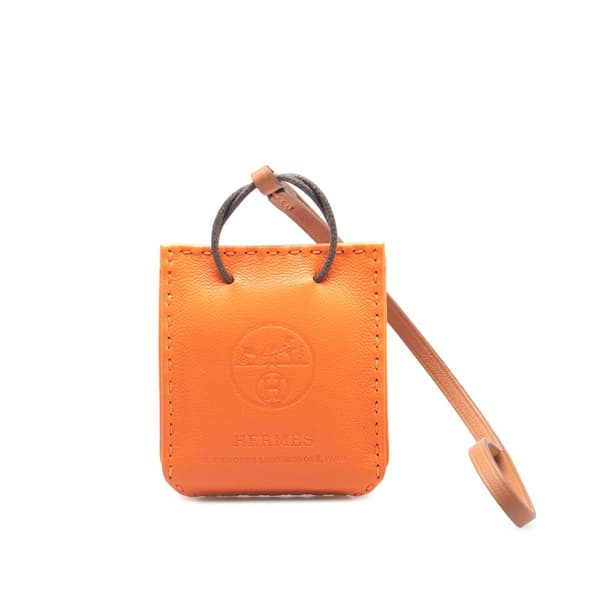 Pre-owned Hermès Milo Lambskin Shopping Bag Charm Orange