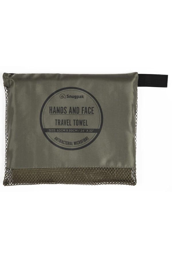 SNUGPAK TRAVEL TOWEL HANDS AND FACE SMALL OLIVE, handduk outdoor