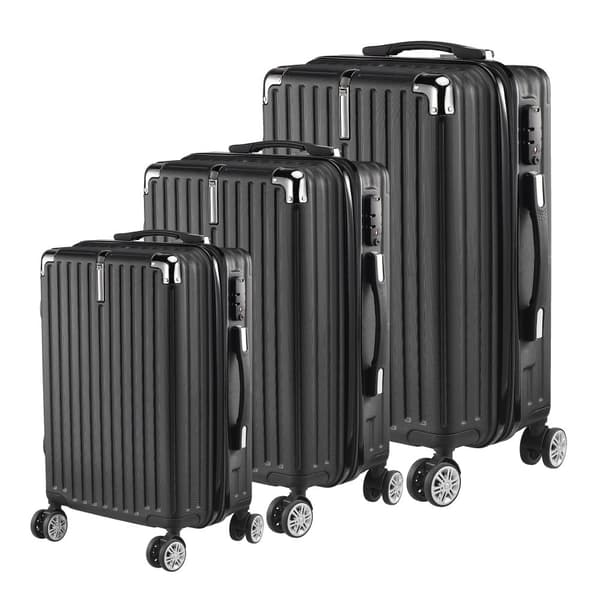 Sort Trolley Kuffertsæt, Letvægts ABS-materiale, Rummelig 3-i-1 Design,Typer A