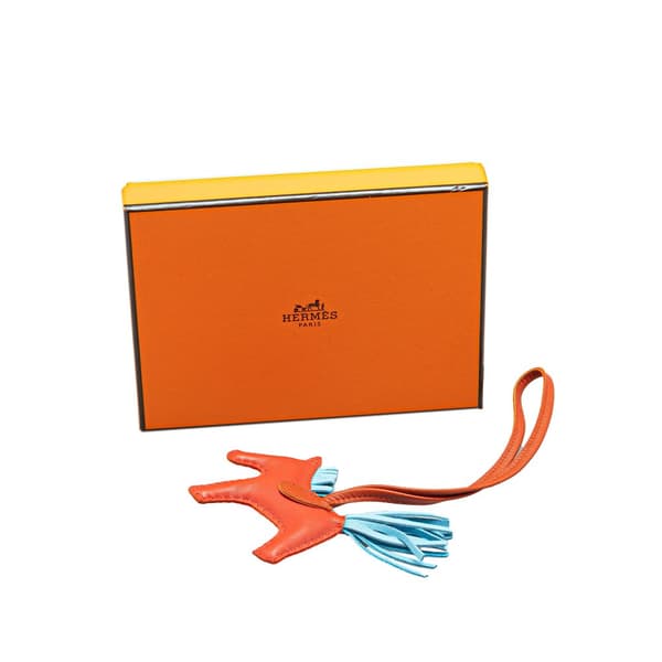 Pre-owned Hermès Milo Lambskin GriGri Rodeo Bag Charm PM Orange