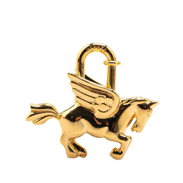 Pre-owned Hermès Gold Plated Pegasus Cadena Lock Charm Gold