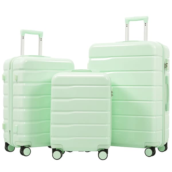 3-delat resväska set, hållbart ABS+PC-material, TSA-lås,grön