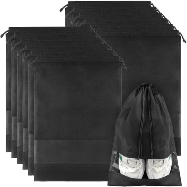 Sko Tasker, Klar Vinduesdesign, Stor 12,6" x 17" Størrelse,Sort 12-pak