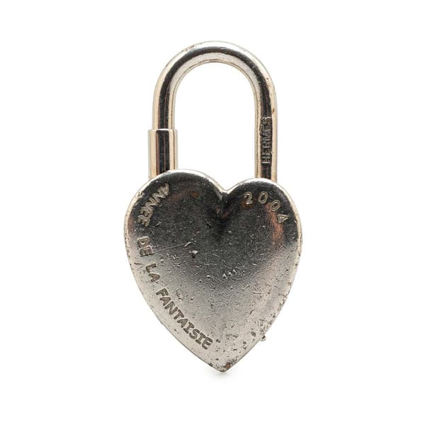 Pre-owned Hermès Palladium Plated Annee De La Fantaisie Heart Cadena Lock Charm Silver