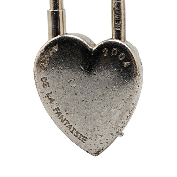 Pre-owned Hermès Palladium Plated Annee De La Fantaisie Heart Cadena Lock Charm Silver