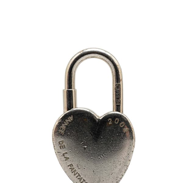 Pre-owned Hermès Palladium Plated Annee De La Fantaisie Heart Cadena Lock Charm Silver