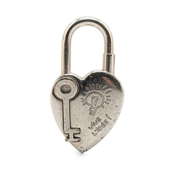 Pre-owned Hermès Palladium Plated Annee De La Fantaisie Heart Cadena Lock Charm Silver