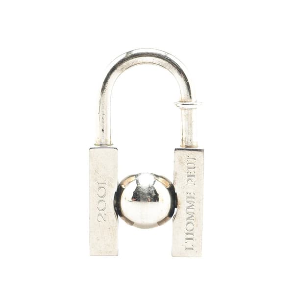 Pre-owned Hermès Palladium Plated LHomme Peut Embellir La Terre Cadena Lock Silver