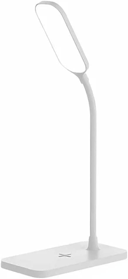 OBOSOES Skrivebordslampe/Bordlampe med Trådløs Opladning & USB – Dæmpbar Natlys LED-lampe til Natborde, Læsning og Spil Hvid