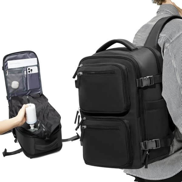 Reserucksack, Vakuumkompression, Unisexdesign, Mjuk ryggtyp,svart