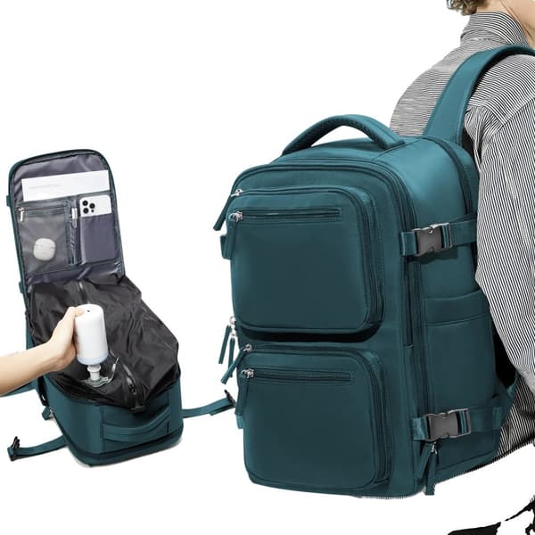 Reserucksack, Vakuumkompression, Unisexdesign, Mjuk ryggtyp,grön