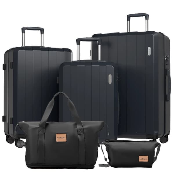 Bagageset, TSA-lås, 360° hjul, utökningsbar design,svart