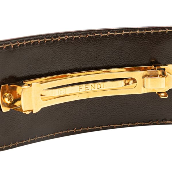 Pre-owned Fendi Zucca Canvas Barrette Hair Clip Brown