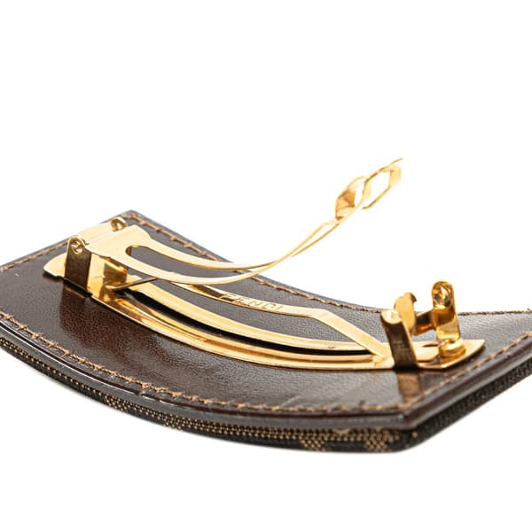 Pre-owned Fendi Zucca Canvas Barrette Hair Clip Brown