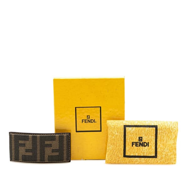 Pre-owned Fendi Zucca Canvas Barrette Hair Clip Brown