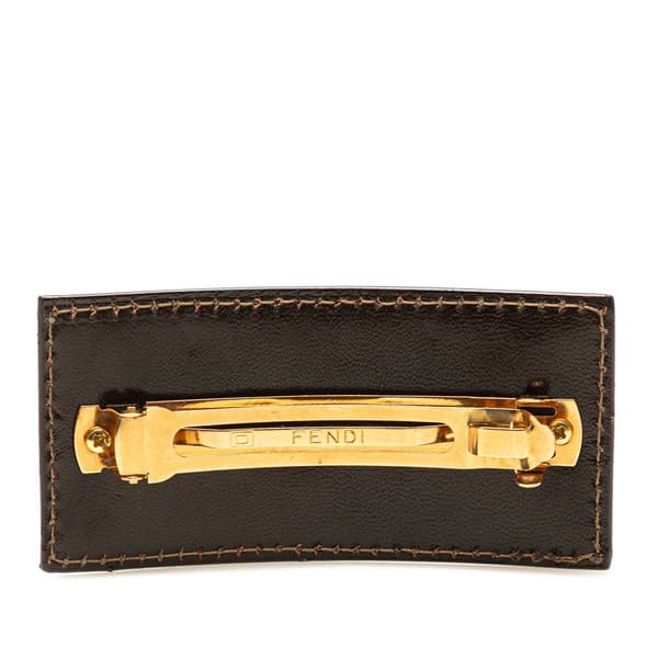 Pre-owned Fendi Zucca Canvas Barrette Hair Clip Brown