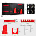 Miniatyrbild 4 av 8: Pegboard verktygsförvaringskit, 120x60x2,5 cm, Svart, Röd