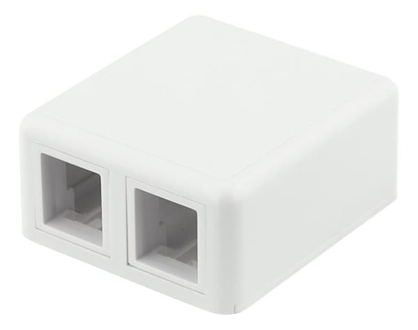 Surface mount box for Keystone, 2 ports, white