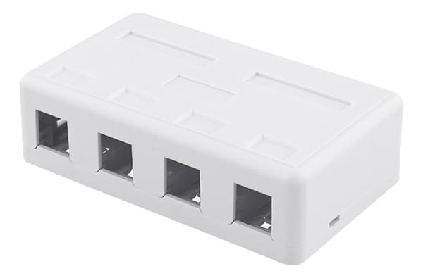 Surface mount box for Keystone, 4 ports, white