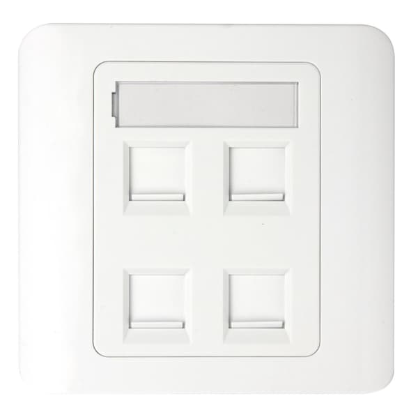Flush mount for Keystone, 4 ports, white