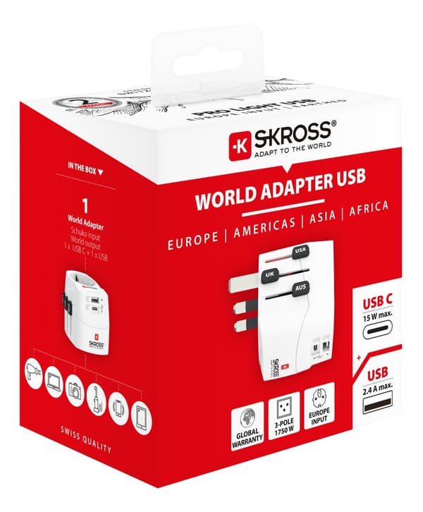 PRO Light USB (AC) 3pole travel adapter 1x USBA 1x USBC