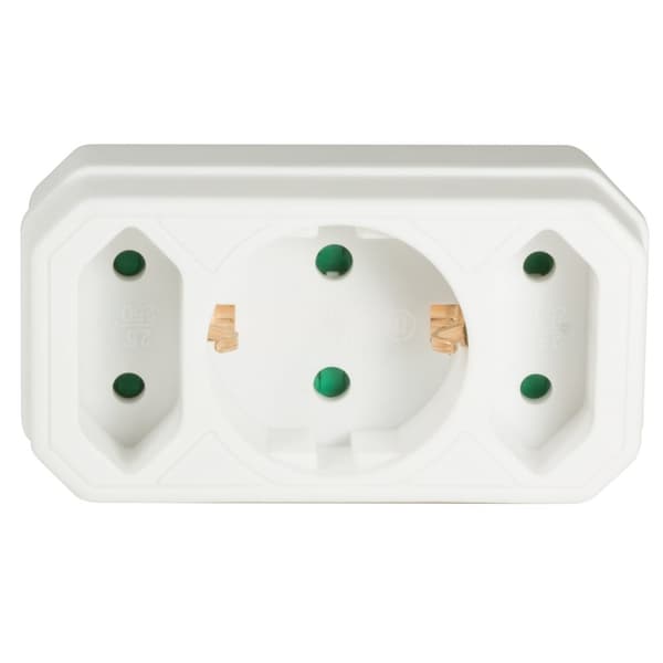 Grenstik med 2 Euro + 1 jordforbindelse Hvid