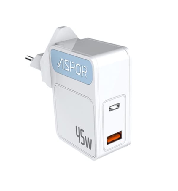 45W Laddare med Reseadapter US/EU - USB-C - PD - Snabbladdare