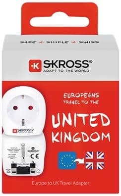SKROSS Europa till UK jordad reseadapter, 15A, 110-125V, vit