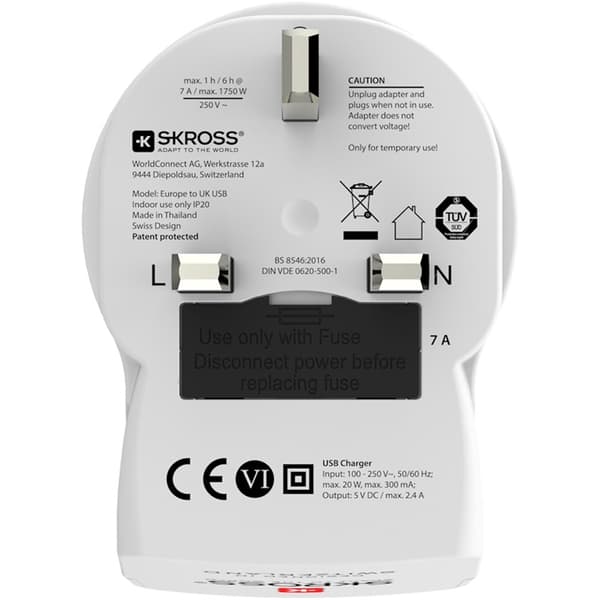 SKROSS El-Adapter USB Storbritannien
