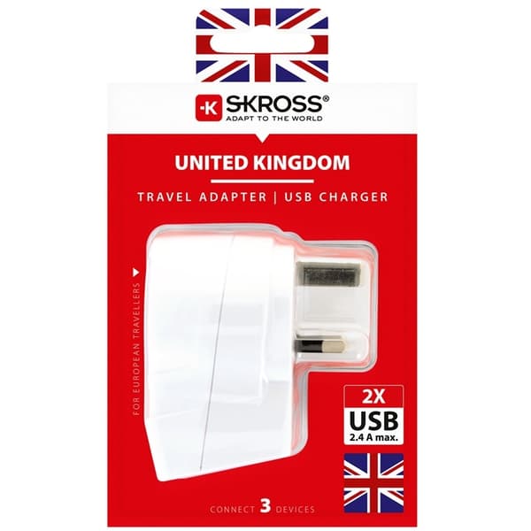 SKROSS El-Adapter USB Storbritannien