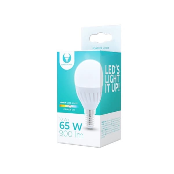 LED-Lampa E14, G45, 10W, 230V, 6000K, Keramisk, Kallvitt