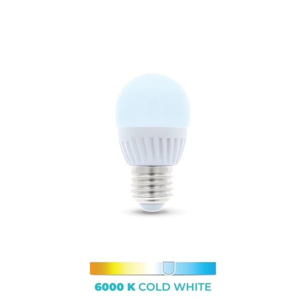 LED-Lampa E27, G45, 10W, 230V, 6000K, Keramisk, Kallvit