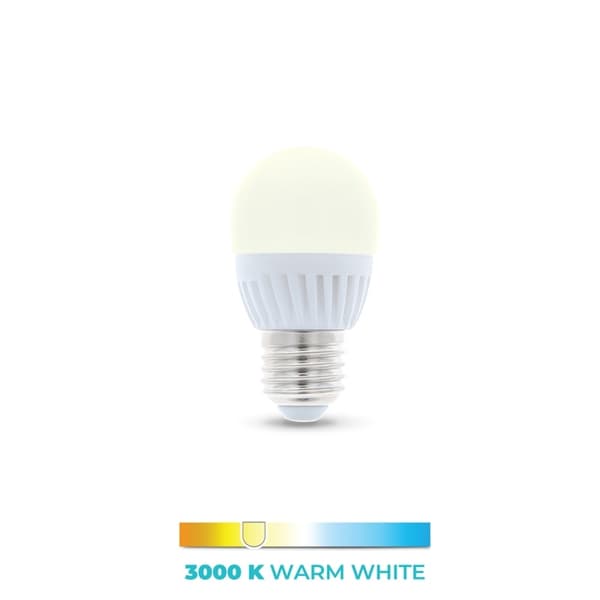 LED-lamppu E27, G45, 6W, 3000K, lämmin valkoinen