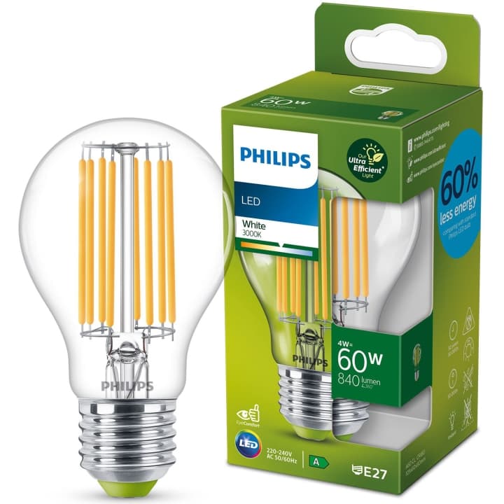 Philips LED E27 Normal 60W Klar 840lm Energiklass A