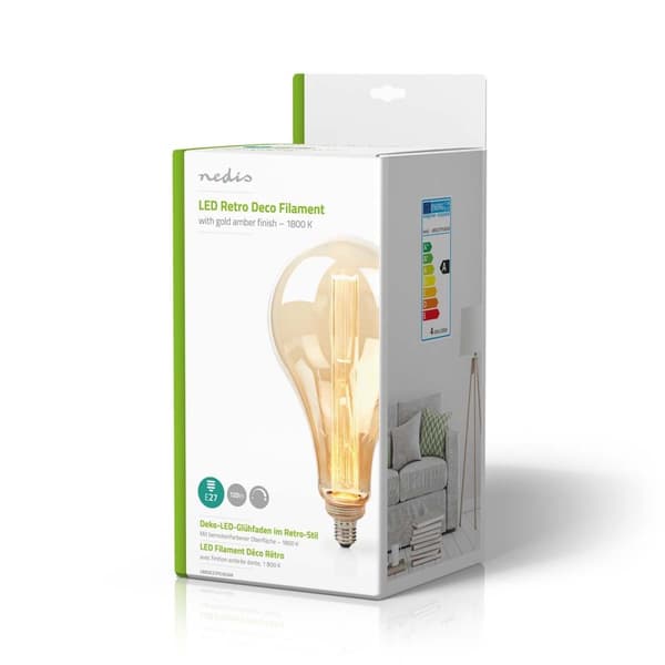 Nedis LED lyspære E27 | PS165 | 3.5 W | 120 lm | 1800 K | Dimbar | Med gullfarget, ravfarget overflate | Retro Style | 1 stk