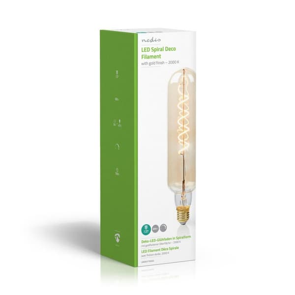 Nedis LED glødepære E27 | T65 | 8.5 W | 600 lm | 2000 K | Dæmpbar | Med guld finish | Retro stil | 1 stk