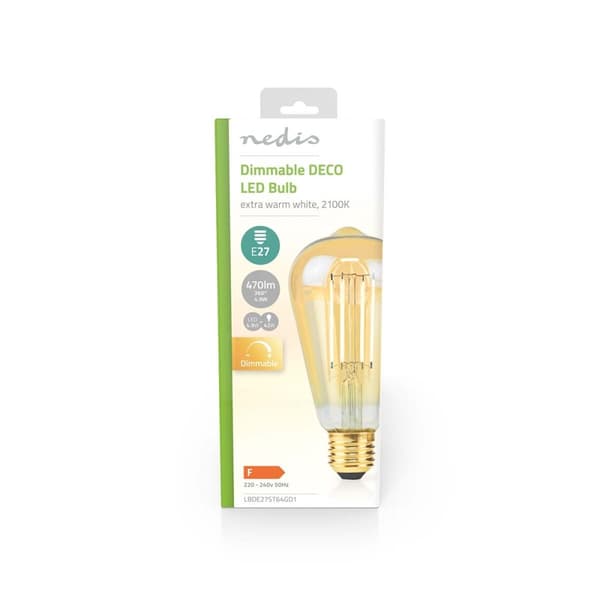 Nedis LED Glödlampa E27 | ST64 | 4.9 W | 470 lm | 2100 K | Dimbar | Extra varm vit | Retrostil | 1 st