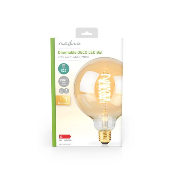 Nedis LED Glödlampa E27 | G95 | 3.8 W | 250 lm | 2100 K | Dimbar | Extra varm vit | Retrostil | 1 st