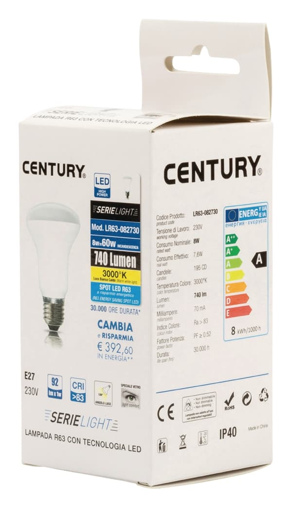 Century LED Pære E27 R63 8 W 806 lm 3000 K