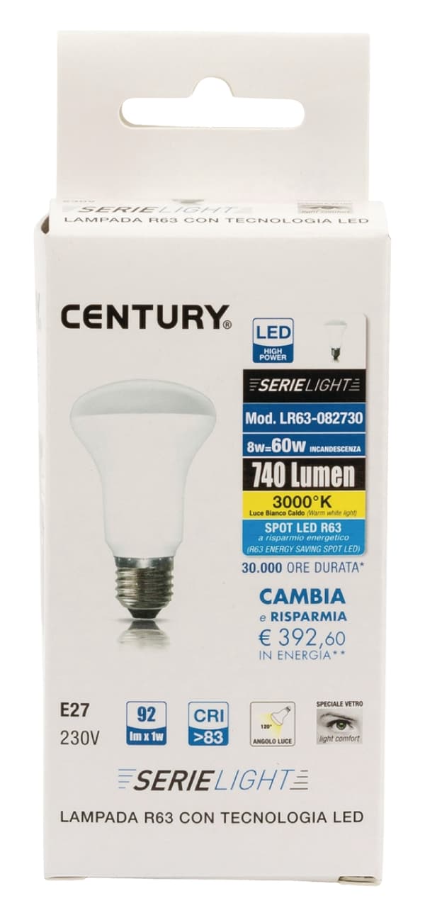Century LED Pære E27 R63 8 W 806 lm 3000 K