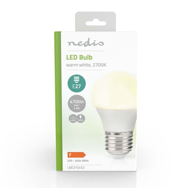 Nedis LED Pære E27 | G45 | 4.9 W | 470 lm | 2700 K | Varm Hvid | Retro stil | Frosted | 1 stk