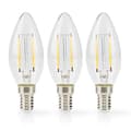 Miniatyrbild 3 av 4: Nedis LED-lampa Lampa E14 | Ljus | 4.5 W | 470 lm | 2700 K | Dimbar | Varm Vit | Retrostil | 3 st. | Tydlig